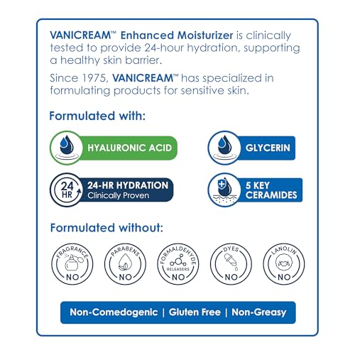 Vanicream Enhanced Moisturizer, 12 fl oz, Formulated without Common Irritants, Body Moisturizer, All-Day Hydration with Hyaluronic Acid