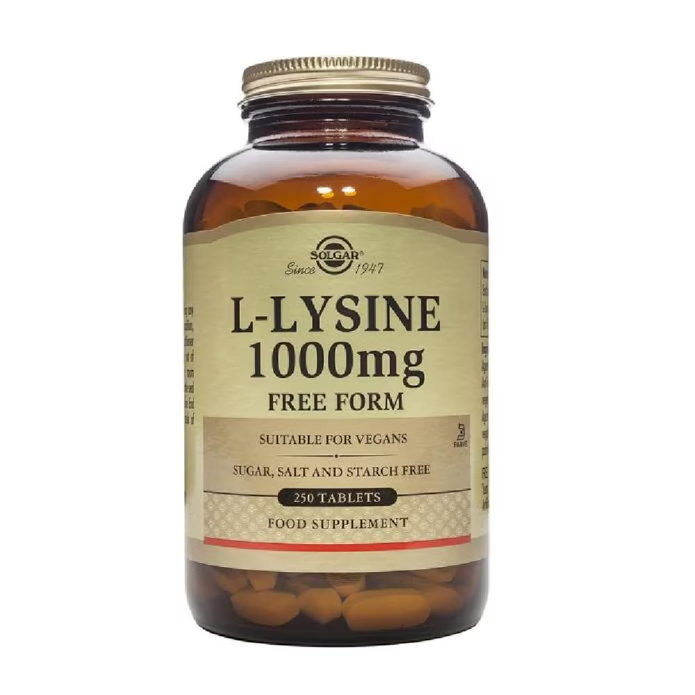 Solgar L-Lysine 1000 mg, 250 Tablets - Enhanced Absorption and Assimilation - Promotes Integrity of Skin and Lips - Collagen Support - Amino Acids
