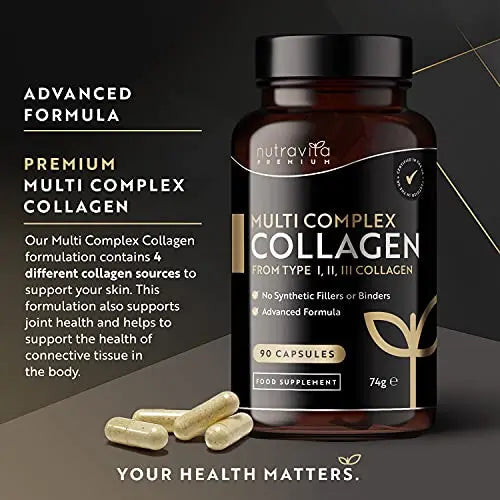 Premium Multi Collagen Protein Capsules with Type I, II, III - Includes Hydrolysed Grass Nutravita Au supplements