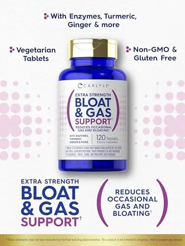 Carlyle Bloat & Gas Support for Men & Women | 120 Tablets | Extra Strength Pills | Supplement Carlyle Au supplements