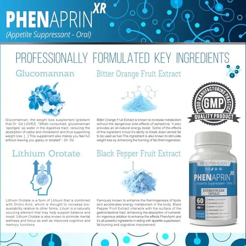 PhenAprin XR Maximum Strength Appetite Suppressant Diet Pills - 2-Pack, Metabolism Boosting SutraHealth Au supplements