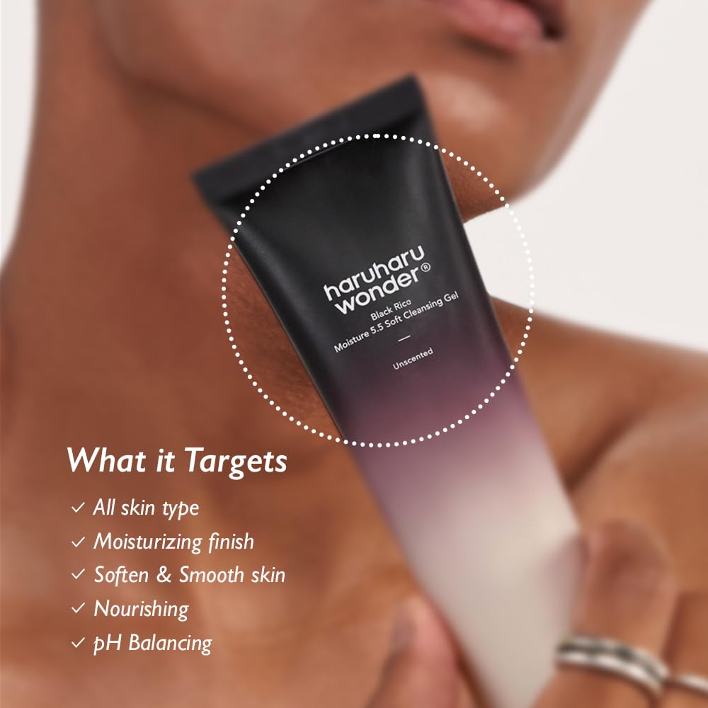 HARUHARU wonder Black Rice Moisture 5.5 Soft Cleansing Gel, Gentle Daily Cleanser, Low 5.5pH, Moisture Balance, Soap Free