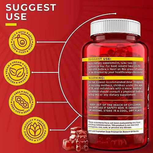 Keto ACV Gummies 1500 mg - Low Sugar Green Apple Flavor - Vegan ACV Keto Gummies SunVerde Au supplements