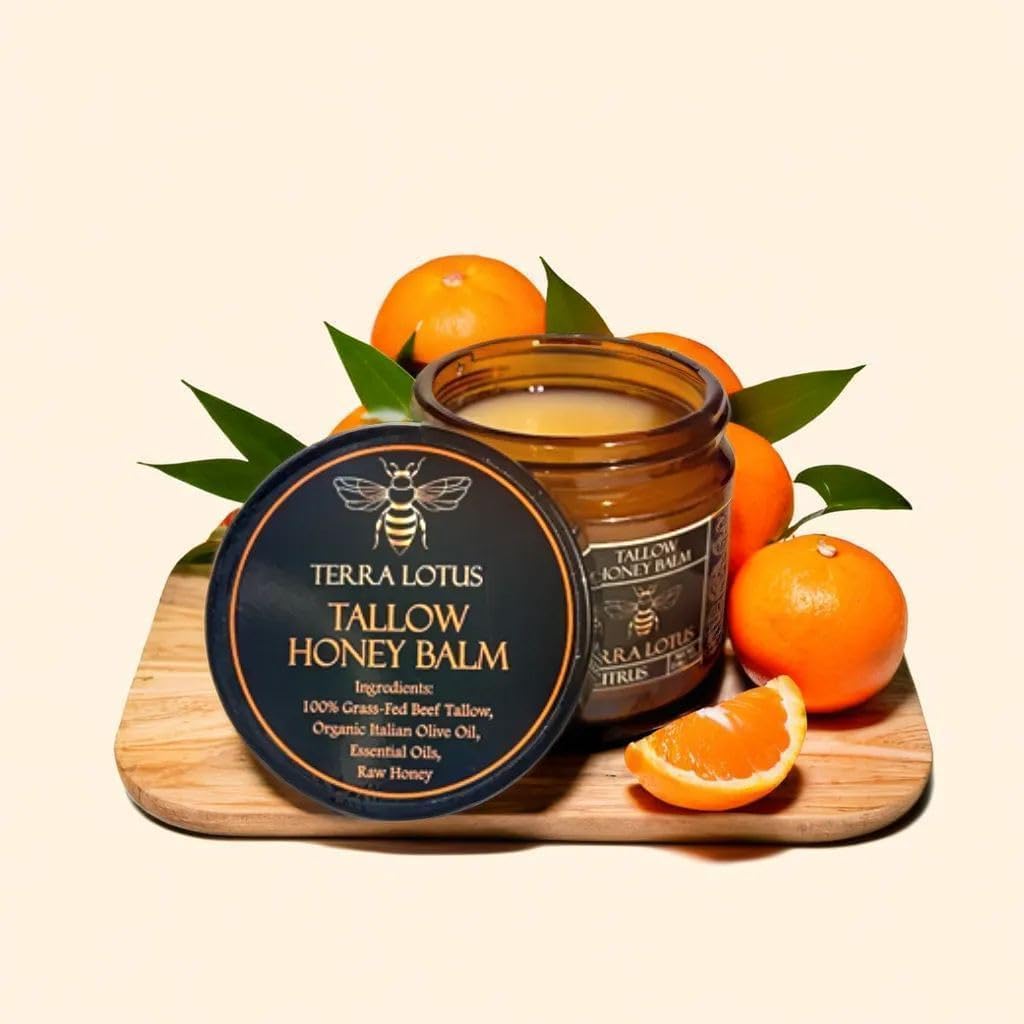 Terra Lotus - Organic Grass-Fed Beef Tallow Balm with Raw Honey - Moisturizing Cream