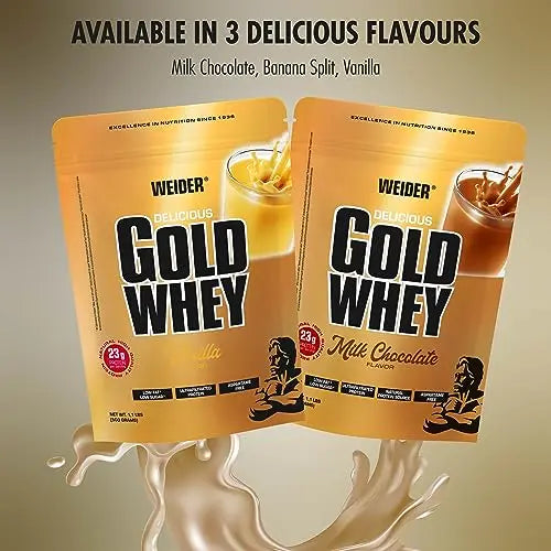 Weider Gold Whey (500g) Milk Chocolate Flavour. Ultrafiltrated Proteins from 100% Whey Protein Weider Au supplements