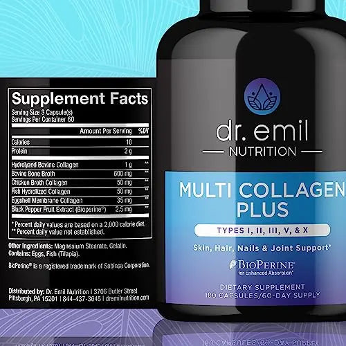 DR EMIL NUTRITION Multi Collagen Pills - 180 Capsules - Collagen Supplements to Support DR EMIL NUTRITION Au supplements