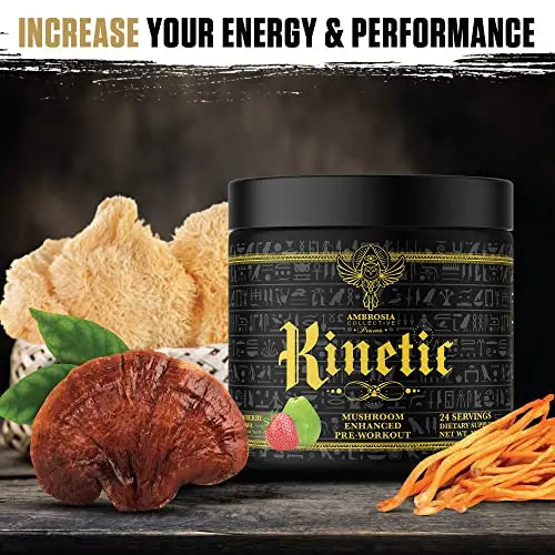 Ambrosia Kinetic Organic Preworkout, Mushroom Enhanced Natural Pre Workout Supplement Ambrosia Au supplements