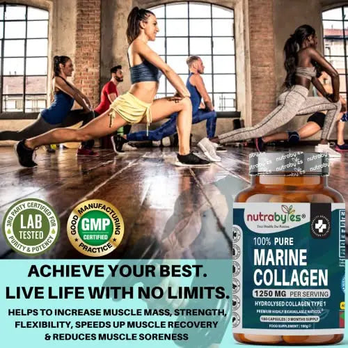 High Strength Marine Collagen Capsules - 1250mg Hydrolysed Collagen Supplement NUTRABYTES Au supplements