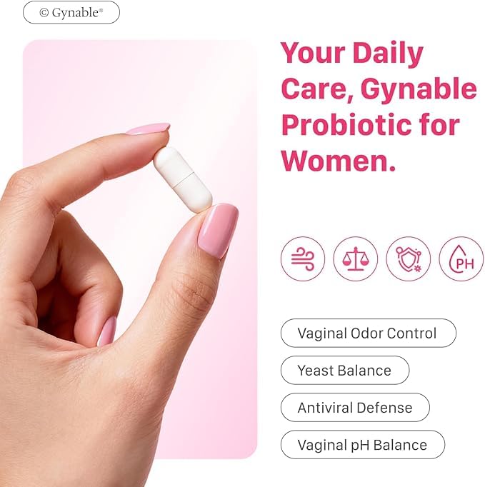 Gynable Vaginal Probiotics for Women Odor & Itch Support, Urinary | pH Balance, Female Probiotics 10 Billion CFU Lactobacillus Probiotics Blend,Selenium-Vitamin C/E/D3 Promote Immune Health,60 Count Vevoec Au supplements