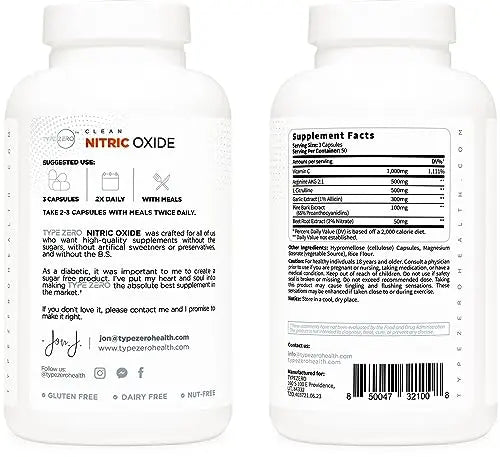 Type Zero Nitric Oxide 6X Booster, 150 Veggie Capsules - Natural Supplement - Beetroot Type Zero Au supplements