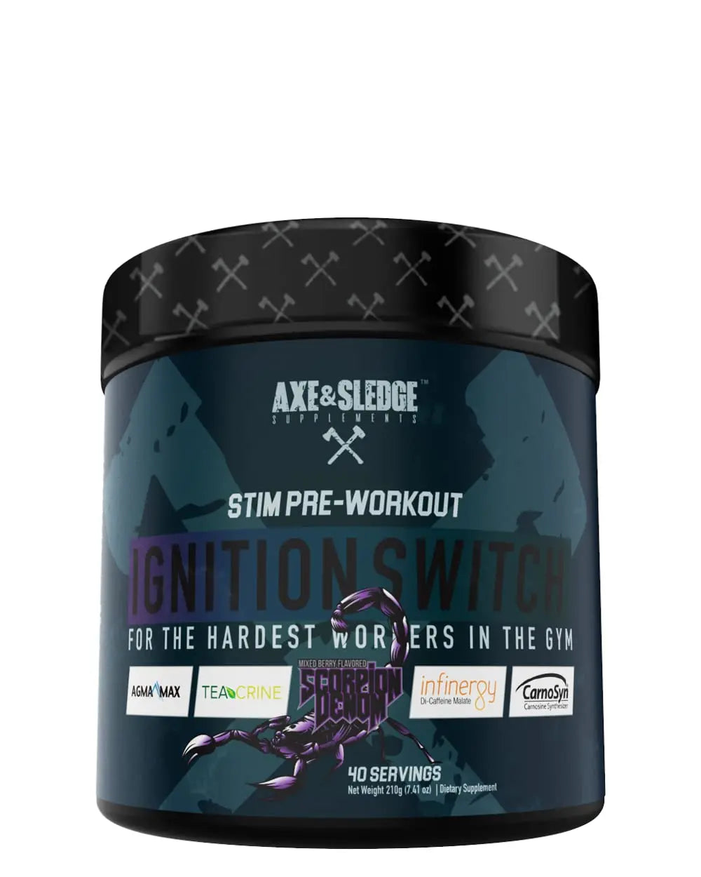Ignition Switch Pre-Workout with CarnoSyn, TeaCrine, Infinergy, and AgmaMax, Long Lasting Axe & Sledge Au supplements