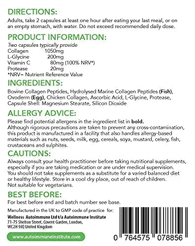 Advanced Collagen V2.Type I, II, III, V and X Hydrolysed Collagen Supplement with Vitamin C Autoimmune Institute Au supplements