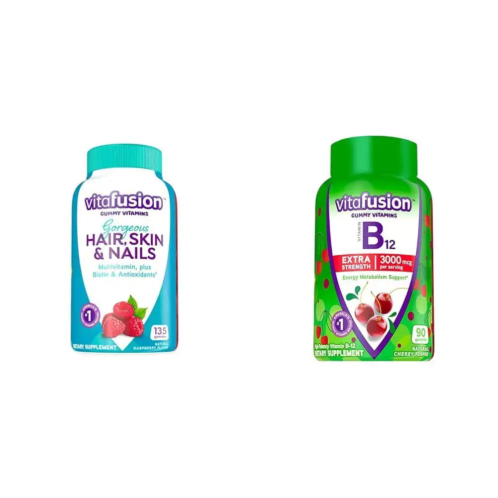 Vitafusion Gorgeous Hair, Skin & Nails Multivitamin Plus Biotin, Vitamin B12 Cherry Gummies for Energy Metabolism Support, 135ct & 90ct Vitafusion Au supplements