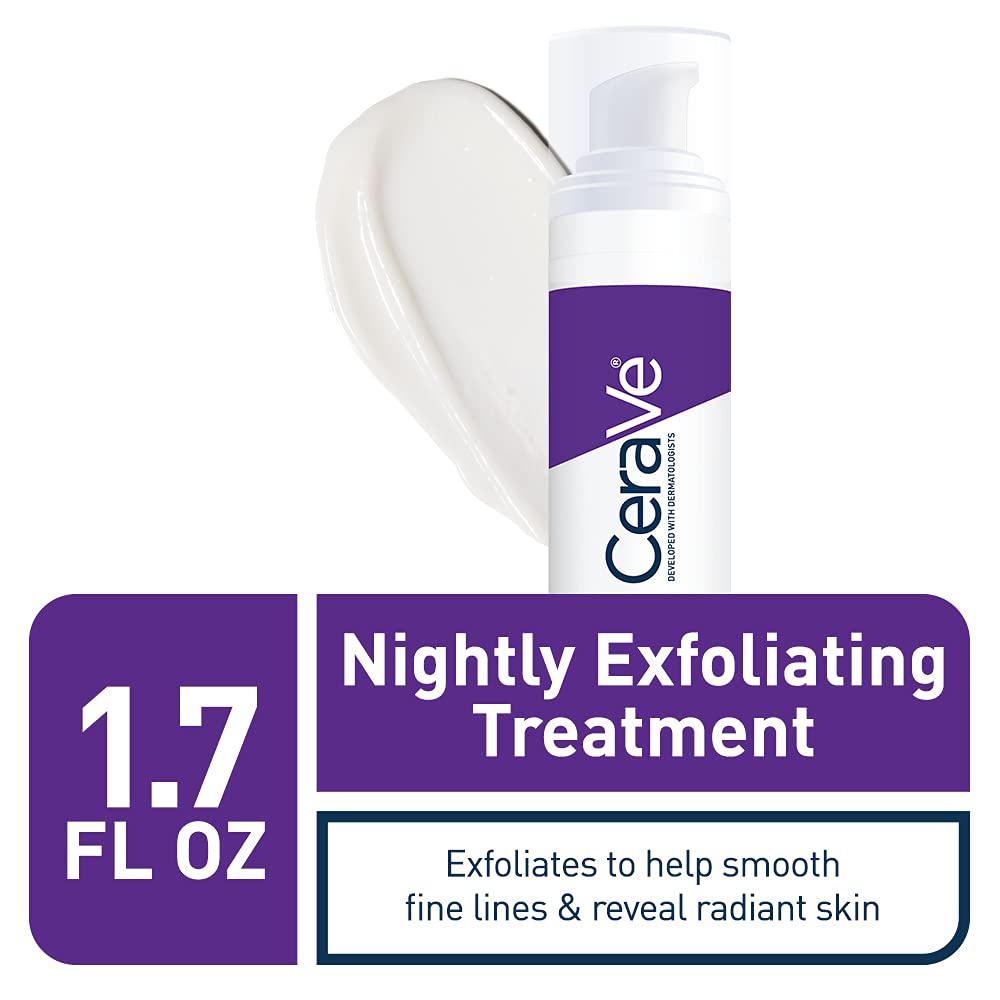 CeraVe Skin Renewing Nightly Exfoliating Treatment, Anti Aging Serum With 5% Blend Of Glycolic Acid & Lactic Acid