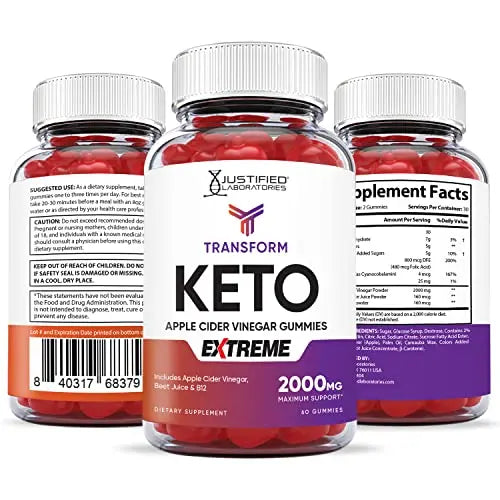 Transform Keto ACV Gummies Extreme Formula 2000MG Vegan Non GMO with Pomegranate Justified Laboratories Au supplements