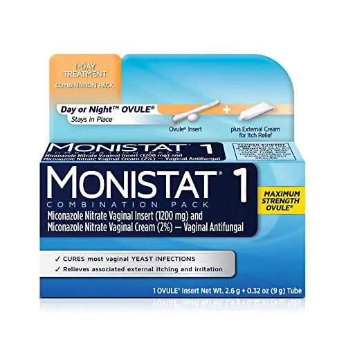 Monistat 1 Day Yeast Infection Treatment for Women, 1 Miconazole Ovule Insert & External Monistat Anti-Itch Monistat Au supplements