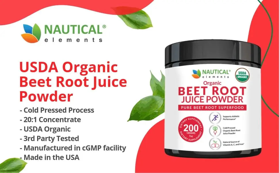 Beet Juice Powder Organic - Cold Pressed - 20:1 Concentrate - Concentrated Beet Root Nautical Elements Au supplements