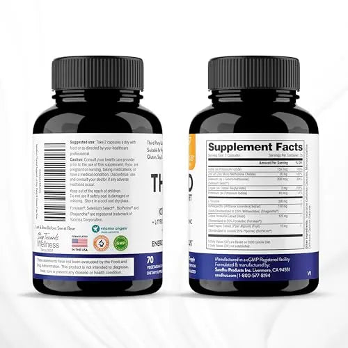 Sandhu's Thyroid Support Complex with Iodine Supplement|60 Capsules, 30 Days Supply Sandhu's Au supplements