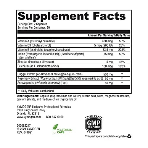 XYMOGEN MedCaps T3 - Thyroid Support Formula with Vitamins + Herbs - Selenium, Zinc XYMOGEN Au supplements