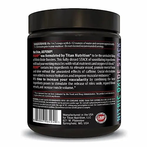Pump- Nitric Oxide Boosting Stack Stim Free: Loaded with Citruline Malate for Maximum Titan Nutrition Au supplements