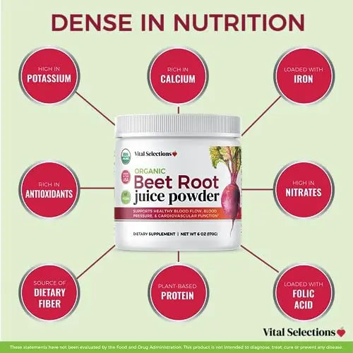 Vital Selections 100% Organic Beet Root Juice Powder, Highest Purity and Potency Vital Selections Au supplements