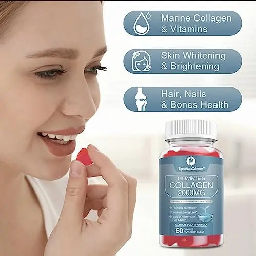 **New**Advanced Collagen Gummies 2000mg - Promote Skin Elasticity, Hair Growth, and Joint Health - Delicious Berry AlphaStateSciences Au supplements