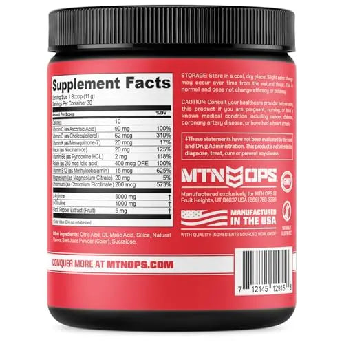 MTN OPS Enduro Nitric Oxide Supplement & Stim-Free Pre Workout - 30 Servings MTN OPS Au supplements