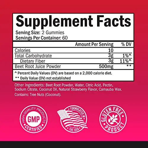 Sugar Free Beet Root Gummies - Nitric Oxide Beet Chews Infused with Coconut Oil BioSchwartz Au supplements