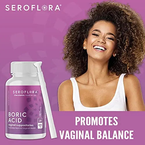 Boric Acid Vaginal Suppositories (28ct) with Disposable Vaginal Suppository Applicators (14ct) Seroflora Au supplements