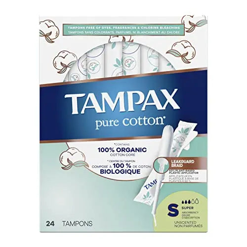 TAMPAX Pure 100% Organic Cotton Core Super Absorbency Tampons - 24 ct Tampax Au supplements