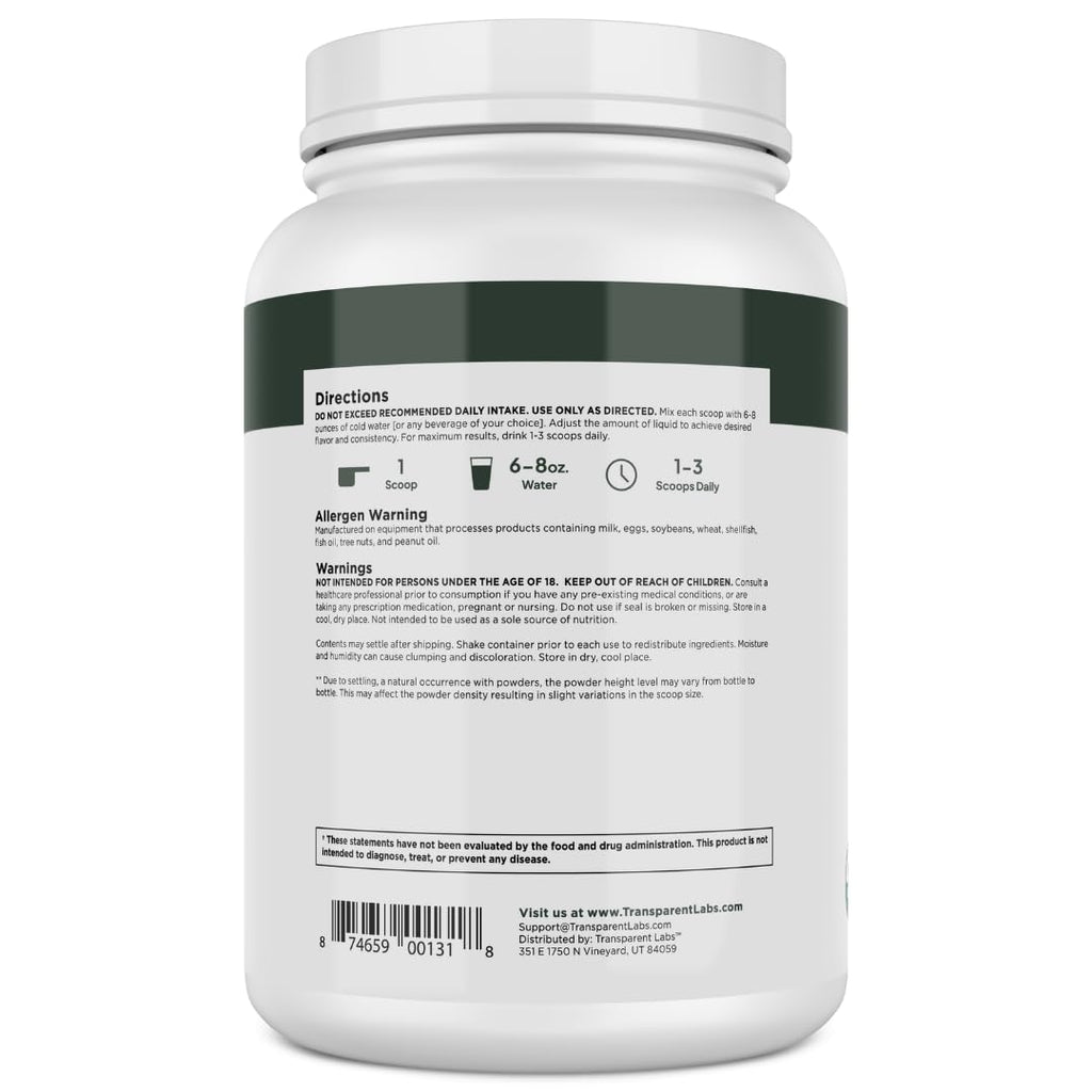 Transparent Labs 100% Pea Protein Powder - 28g Organic Plant Protein per Serving, Clean Pea Isolate Powder, USDA Organic, Vegan, Gluten-Free, Sugar-Free, Non-GMO - 30 Servings, Chocolate