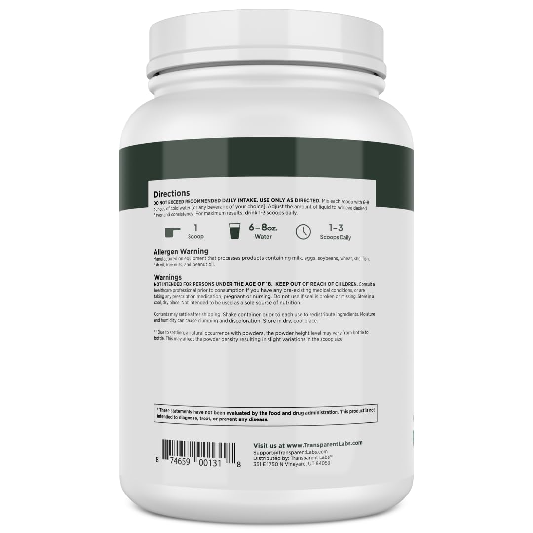 Transparent Labs 100% Pea Protein Powder - 28g Organic Plant Protein per Serving, Clean Pea Isolate Powder, USDA Organic, Vegan, Gluten-Free, Sugar-Free, Non-GMO - 30 Servings, Chocolate