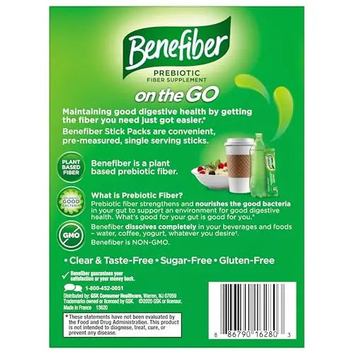 Benefiber On The Go Prebiotic Fiber Supplement Powder for Digestive Health, Daily Fiber, Unflavored - 28 Sticks (3.92 Ounces) Benefiber Au supplements
