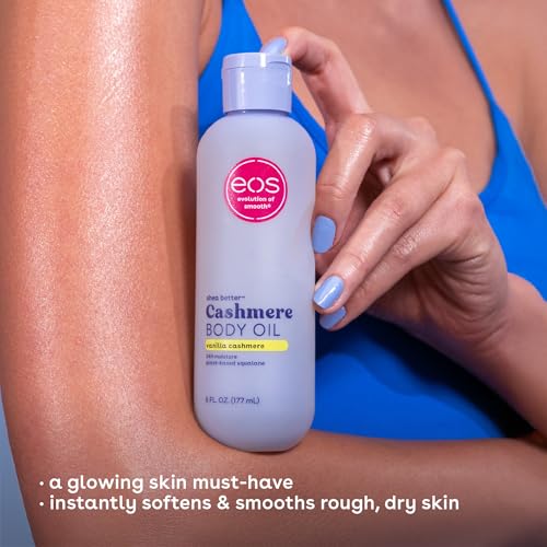 eos Cashmere Oil, Vanilla, 24 Hour Moisture, Plant-Based Squalane to Soothe, Soften and Smooth Dry Skin, 6 fl oz