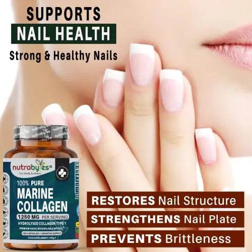 High Strength Marine Collagen Capsules - 1250mg Hydrolysed Collagen Supplement NUTRABYTES Au supplements