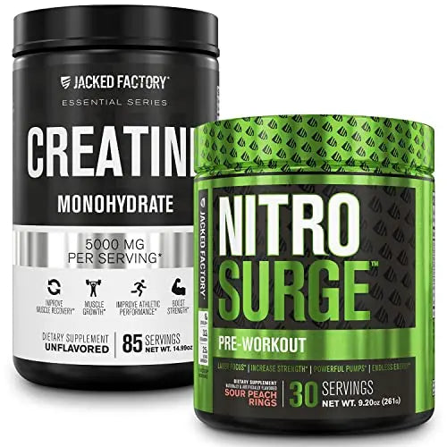 Jacked Factory Nitrosurge Pre-Workout in Sour Peach Rings & Creatine Monohydrate Jacked Factory Au supplements