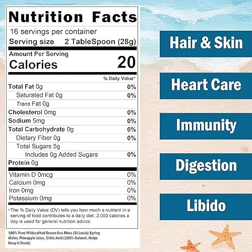 Healistix Pineapple Irish Sea Moss Gel 16 Oz - St Lucia Wildcrafted Seamoss Gel, Packed HX HEALISTIX Au supplements