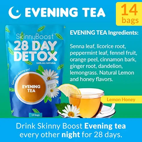SkinnyBoost 28 Day Detox Tea Kit-1 Daytime (28 Bags) 1 Evening (14 Bags) Non GMO SkinnyBoost Au supplements