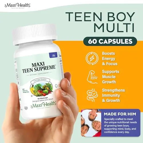 Teen Vitamins for Boys 12-17 - Teen Multivitamin Supreme with D3, Iron, Calcium, Biotin, Digestive Enzymes Maxi Health Au supplements