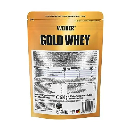Weider Gold Whey (500g) Milk Chocolate Flavour. Ultrafiltrated Proteins from 100% Whey Protein Weider Au supplements