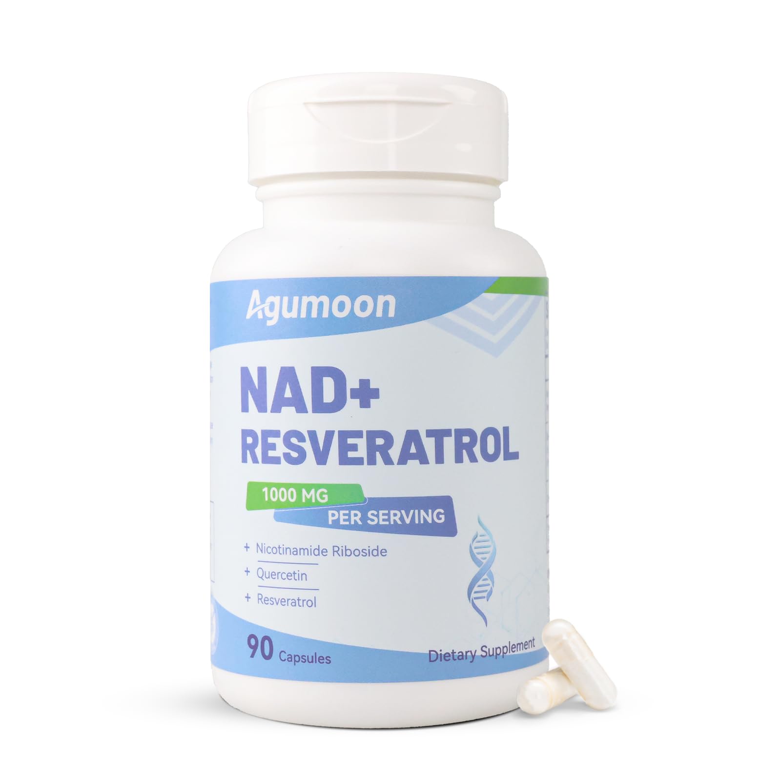 Agumoon NAD+ Supplement 1000mg, Liposomal NAD Nicotinamide Riboside Supplement with Resveratrol & Quercetin for Women and Men - 90 Capsules Agumoon Au supplements