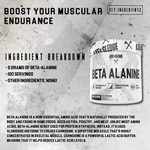 Axe & Sledge Supplements Beta Alanine Basics Powder, Supports Endurance, Performance Axe & Sledge Au supplements