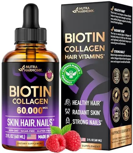 Liquid Biotin & Collagen - Vitamins for Hair Growth Support for Women & Men NUTRAHARMONY Au supplements