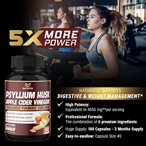 BMVINVOL Psyllium Husk Fiber Supplement 4650mg - Apple Cider Vinegar, Fenugreek BMVINVOL Au supplements