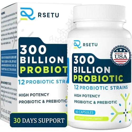 Probiotics for Women Men: 300 Billion CFU Probiotic High Potency + 12 Strains Organic RSETU Au supplements