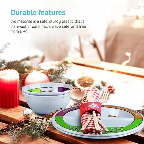 Portion Control Bariatric Plates and Bowls Set of 2 (4pcs Total) - Self-Measuring Plates HeroFiber Au supplements