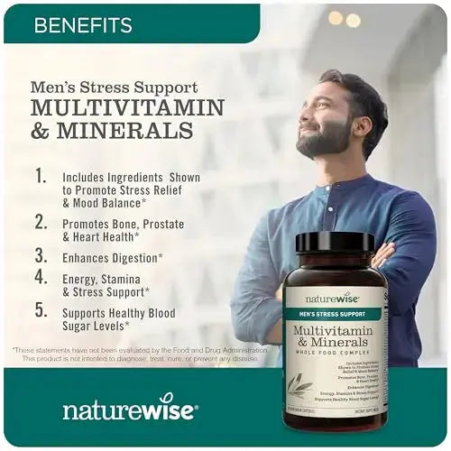 NatureWise Multivitamin for Men + Stress Support + Fulvic Ionic Minerals + Probiotics for Immunity, Male Health NatureWise Au supplements