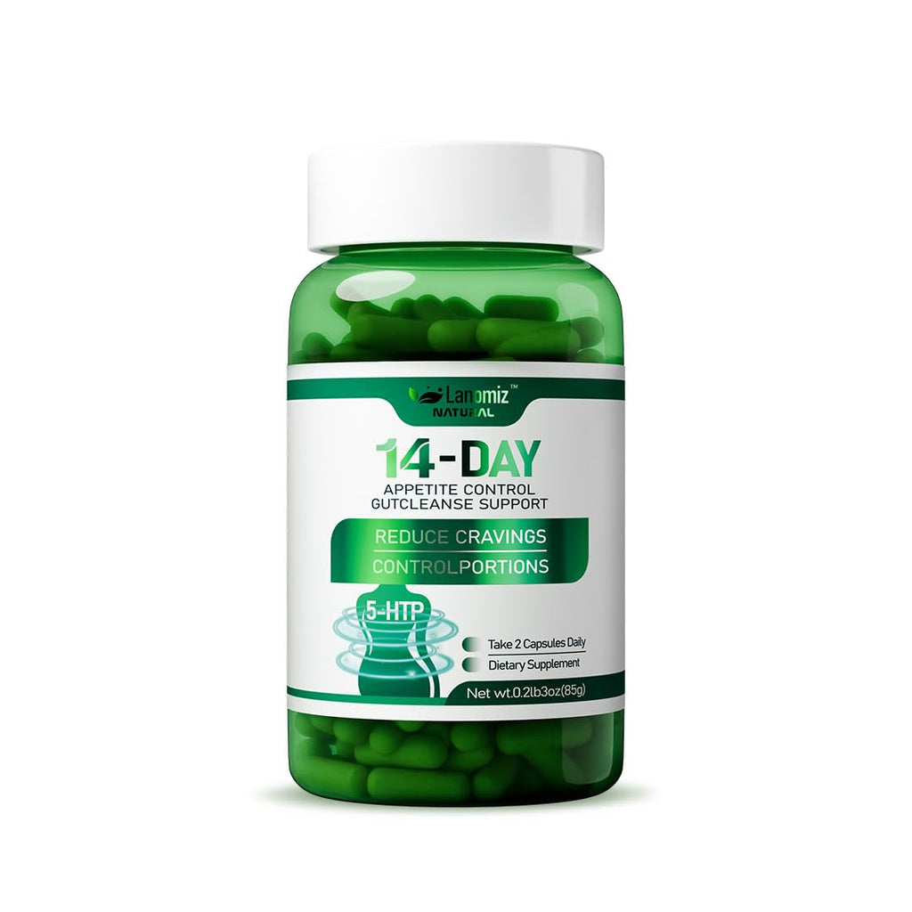 Lanomiz 14DAY Appetite & Craving Control Gut Health Complex Featuring Delayed-Release Probiotics & White Kidney Bean Extract 5-HTP
