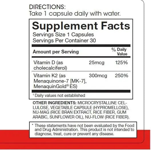 Silver Fern Vitamin K2-D3 Supplement Brand - Natural, Non-Synthetic - K2-7 as Menaquinone-7 (MK-7) - D3 as cholecalciferol Silver Fern Au supplements